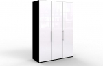 WIEMANN Loft Wardrobe, Bedroom Cabinet, Sliding Door Cupboard, Revolving Door Cupboard, Glass, White, Black, W x H x D 150 x 236 x 58 cm