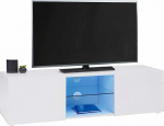 IDMarket - TV Stand 113 cm White Glass Shelf with LED