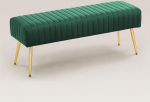Furnimart Mid-Century Velvet Bench Ottoman Comfortable Footrest Stool Table Bench Dining Bench Tufting Bench Indoor Bench with Gold Legs for Living Room Bedroom Entryway (Velvet Green)
