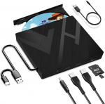 USB 3.0 Type C v&auml;line CD DVD draiver, SD/TF kaardilugeja, kaasaskantav RW burner, kiire andmeedastus s&uuml;learvutile, lauaarvutile, MacBookile, Win11/10/8/7/XP, Linux, Mac OS, Vista