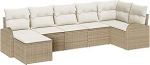 Rantry 7-teiliges Garten-Sofa-Set mit Kissen Beige Poly-Rattan Gartenlounge Model3346131