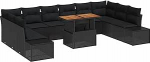 11-teiliges Garten Sofa Set mit Kissen Schwarz Poly Rattan Gartenlounge Model3358753