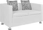 GuyAna 2-kohaline diivan valge kunstnahast moodne lamamistool 120 x 62,5 x 63 cm