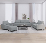 Bettsofa-Set, 4-teiliges Sofaset hellgrau aus Stoff, Schlafsofa-Set f&uuml;r Wohnzimmer, Gartensofa, modernes Sofa-Set f&uuml;r den Au&szlig;enbereich, Outdoor-M&ouml;bel