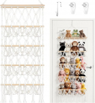 Meetory 42 cm pehme m&auml;nguasja hoiuv&otilde;rk - 4-korruseline Boho makramee pehmed m&auml;nguasjad Pehmed m&auml;nguasjad v&otilde;rk Pluuside hoiuv&otilde;rk konksudega lastetoas magamistoas elutoas rippuv v&otilde;rk