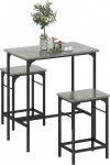 HOMCOM baarilaua komplekt, baarilaua ja baaritooli komplekt, s&ouml;&ouml;gilaud koos 2 tooliga koos libisemiskindla jalapehmendusega, k&ouml;&ouml;gilaud s&ouml;&ouml;gituppa, k&ouml;&ouml;ki, hall