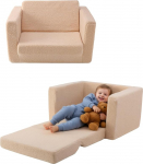 Hakuna Matte laste tugitool alates 1 aastast loominguliseks m&auml;nguks ja m&otilde;nusaks l&otilde;&otilde;gastumiseks, beež, ekstra pehmest teddy kangast valmistatud laste diivan, laste diivan masinpesuk&otilde;lblike kattedega