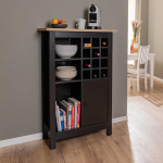 Inter Link Sideboard 12 pudelile 3 riiuli ja 1 uksega - veinikapp - Highboard - k&ouml;&ouml;gikapp - buffetkapp - veini hoiustamiseks - Artisan Oak Black - Helina