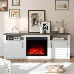 M.C.Haus 58-tolline elektriline kamin teleripult, kaasaegne meelelahutuskeskus realistliku 3D leegiefektiga, &uuml;lekuumenemiskaitse ja kaugjuhtimispult, puidust konsoollaud elutuppa