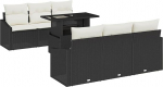 Rantry 7-teiliges Garten Sofa Set mit Kissen Schwarz Poly Rattan Gartenlounge Model3348923