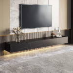 POVISON TV kapp riputatav 220 cm must TV kapp matt marmormustriga, valmistatud matt kiltkivist ja t&auml;ispuidust vineerist, 4 sahtlit kokkuklapitavate ustega, seinakinnitus, lihtne paigaldus