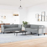 Gecheer Diivan Set Hellgrau Stoff, Wohnzimmer Polstersofa Couch f&uuml;r Apartment B&uuml;ro G&auml;stezimmer Schlafzimme3385856