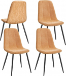 VASAGLE s&ouml;&ouml;gitoolid 4 k&ouml;&ouml;gitoolist koosnev komplekt Pehmendusega toolid Metalljalad reguleeritavad jalad Lihtne hooldada &scaron;enillkangast PU, mille muster on inspireeritud j&auml;&auml;linnast Karamellipruun KDC188K02