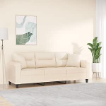 3-Sitzer-Sofa mit Kissen Diivan Couch Loungesofa Polstersofa Relaxsofa G&auml;stesofa Dopplesofa Sofa f&uuml;r Wohnzimmer Schlafzimmer G&auml;stezimmer Beige 180 cm Mikrofasergewebe