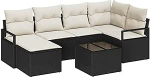 6-teiliges Garten-Sofaset mit Kissen braun Poly Rattan, 2-Sitzer Garten-Sofa mit Stauraum & Kissen schwarz Poly Rattan Gartenlounge Model3355126