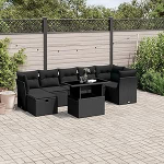 Garten-Sofagarnitur Ecksofa & Mittelsofa Set Schwarz PE-Rattan - Modular, UV-best&auml;ndig, max. 110 kg pro Sitz Model3274665