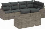 Rantry Diivan komplekt mit Kissen 7 tk Grau Poly Rattan Gartenm&ouml;bel Model3346759