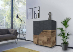Dmora - Nathan Chest of Drawers, 2 Door Kitchen Sideboard, Living Room Buffet, 100% Made in Italy, 100 x 43 x 106 cm, Slate and Maple