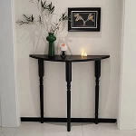 YTSJXN Konsolentisch Holz Schmal Sofatisch Halbrunder Moderner Beistelltisch Schmaler Console Table Couchtisch klein Tisch Flurtisch f&uuml;r Wohnzimmer Schlafzimmer Balkon Eingang(Nero,100x25x90cm)