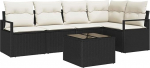 5-teiliges Garten Sofa Set mit Kissen, Braun Poly Rattan, 2-Sitzer Garten Sofa mit Kissen, Schwarz Poly Rattan Gartenlounge Model3346387
