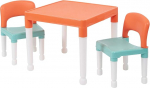 Liberty House Toys Childrens Plastic Table and 2 Chairs Set Green Orange White H430 x W510 x D510mm
