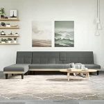 Bladez diivanvoodi L-kujuline tumehall 255 x 140 x 70 cm kangas (100% pol&uuml;ester) - kaasaegne elutoa maastikusohvakas, vastupidav ja mugav vineeri- ja plastraamiga.