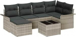 7-teiliges Garten-Sofaset mit Kissen in Grauem Poly-Rattan, 2-Sitzer Garten-Sofa mit Stauraum & Kissen in Hellgrauem Poly-Rattan Gartenlounge Model3354111