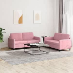 Tidyard 2-TLG. Sofagarnitur Rosa Samt, Polstersofa Loungesofa f&uuml;r Wohnzimmer Eingangsbereich B&uuml;ro3201977