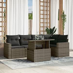 Diivanvoodi komplekt, 6-osaline aia diivanikomplekt halli pol&uuml;rattanist padjadega, diivan elutuppa, aia diivan, kaasaegne diivanikomplekt v&auml;litingimustes kasutamiseks, m&ouml;&ouml;bli mudel 3267260