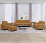 Tidyard 4-TLG. Sofagarnitur mit Kissen Braun Samt, Polstersofa Loungesofa f&uuml;r Wohnzimmer Eingangsbereich B&uuml;ro3202187