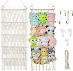 TROMEE 42 cm Wide Cuddly Toy Storage Stuffed Toy Cuddly Toys Plush Toy Storage Net Hammock Boho Macrame Organiser for Plush Toys Mesh Hammock