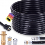 Torupuhastusvoolikute komplekt 20 m, 240 Bar koos M22 adapteriga, pihustid j&auml;igad + p&ouml;&ouml;rlevad Kr&auml;nzle K&auml;rcher K2, K3, K4, K5, K6, K7 survepesuri universaalne torupuhastusvoolikute komplekt k&otilde;rgsurvevoolikute jaoks.