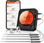 BFOUR Grill Bluetooth termomeeter R&ouml;stitermomeeter koos taimeri, 4 temperatuuriandurit Digitaalne grilltermomeeter taustvalgusega LED-ekraaniga kohene lugemine.