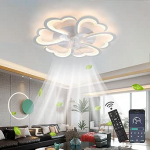 Ceiling Fan with Lighting Ceiling Lamp with Fan with Remote Control Quiet Dimmable Timer 6 Speed Flower Ceiling Light LED 72 W Fan with Light for Living Room Bedroom Lamp