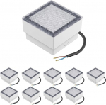 ledscom.de LED Paving Stone Recessed Floor Light CUS for Outdoor Use, IP67, Square, 10 x 10 cm, Cool White, Pack of 10