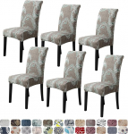 Dining Chair Covers Set of 6 Removable Washable Printed Soft Fabric Stretchy Slipcovers for Home Theme Party Hotel Wedding Ceremony Henriksdal Parsons (Style 18, 6 Pack)