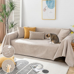 Royhom Scratch Protection Diivan Cat, Chenille Diivan Cover, Veekindel, Diivan Protector Non-Slip, Diivan Cover Corner Sofa, Diivan Cover L Shape, Veekindel tekk, Diivan Throw, Khaki, 260 x 180 cm