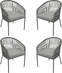 DEGAMO Gartenstuhl Ancona, Metall anthrazit anthrazit + Tross grau, mit Kissen grau, modern, Outdoor, 4 STCK.