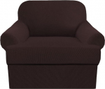 GAMUKAI komplekt 3 diivanikatted Stretch diivanikatted T-padja diivanite kaitsekatted pehme m&ouml;&ouml;bli katted 2 &uuml;he T-padja kuju istmekattega (pruun, tool)