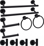 XXINLOOY Vannitoa riistvara komplekt, 10 t&uuml;kki, must, riistvara, r&auml;tikuriba, vannitoa aksessuaarid, komplekt sisaldab 2 x r&auml;tikuriba, 2 x r&auml;tikur&otilde;ngas, 2 x tualettpaberi hoidja, 4 x mitmeotstarbelised konksud