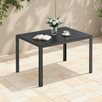 Clevich ilmastikukindel aialaud, 110 x 70 cm, v&auml;litingimustes s&ouml;&ouml;gilaud, WPC r&otilde;dulaud, alumiiniumraam, ilmastikukindel aiam&ouml;&ouml;bel, ruudukujuline terrassilaud, must