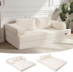 MeMoreCool diivanvoodi Corduroy, kokkupandav mugav p&otilde;randakohvri magamisfunktsiooniga, kondita diivan koos pehmendusega magamistuppa, elutuppa ja v&auml;ikestesse ruumidesse, 3-in-1 kokkusurutud diivanvoodi, beež