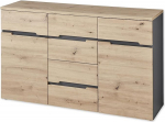 MEMPHIS Sideboard k&auml;sit&ouml;&ouml;nduslikus tamme v&auml;limuses, grafiit - kaasaegne kapp, mis pakub palju hoiuruumi - 135 x 82 x 38 cm (B x K x S)