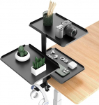 Dokeno Side Stand Desk Organiser, 3 tasandit Clamp-On Desk Shelf Attachment koos reguleeritava hoiukambriga ja k&otilde;rvaklappide alusega, kontorisse, lauale, riietuslauale, koju, kontorisse, musta v&auml;rvi