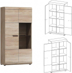 LINK Display Cabinet, Standing Display Cabinet, Living Room Cabinet, Display Cabinet with 2 Doors (Without Lighting)