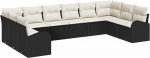 10-teiliges Garten Sofa Set mit Kissen Schwarz Poly Rattan Gartenlounge Model3346217