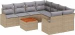 9-teiliges Garten Sofa Set mit Kissen Beige Poly Rattan Akazie Gartenlounge Model3347560