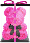 Blumenhandel Nadir Gezer Rose Bear with Black Bow L 33 cm x W 33 cm x H 40 cm Including Pre-Packed Gift Box - Rosebear with Black Bow 40 cm incl. Gift box - Flower Teddy