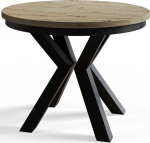 Loft &uuml;mmargune s&ouml;&ouml;gitoa laud pikendatav laud l&auml;bim&otilde;&otilde;t 120 cm / 200 cm mattpruun metalljalgadega mustas v&auml;rvitoonis