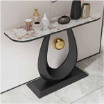 Generisch Schmaler Konsolentisch f&uuml;r Eingangsbereich, stilvoller Sofatisch for Flur, Wohnzimmer, Schlafzimmer und Foyer, einfache Montage, Schwarz, 100 x 30 x 80 cm